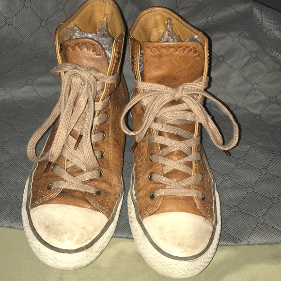 These leather embossed high tops were bought in UK - Picture 2 of 8